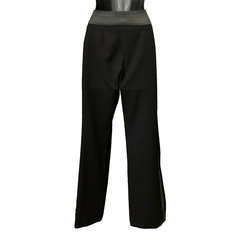 Cache Womens Low Rise Tuxedo Satin Cummberbund Pants Size 2 Black Knit Stretch - Picture 6 of 13